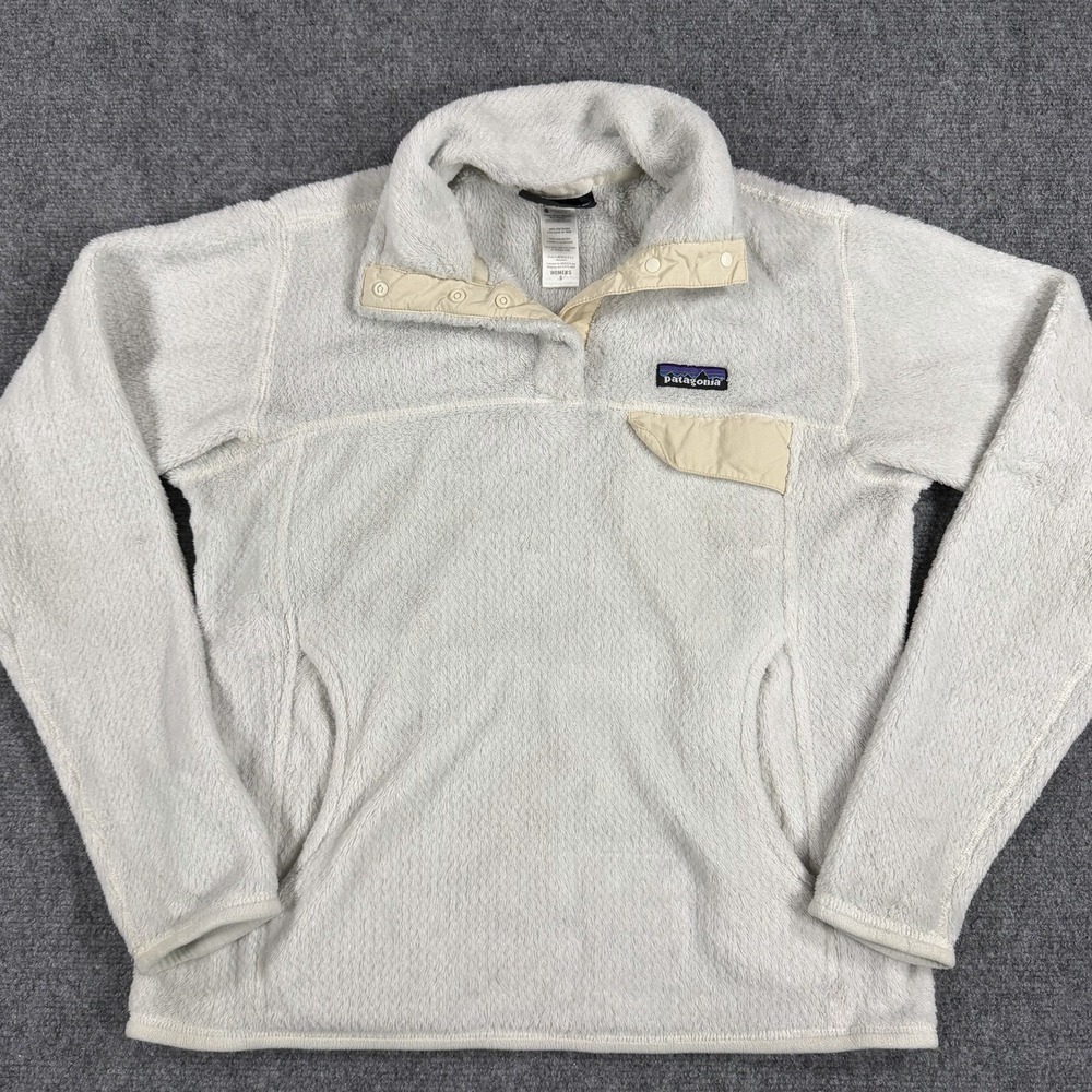 Patagonia Re Tool Snap T Pullover Women Small Cream Gray Polartec Fleece Outdoor